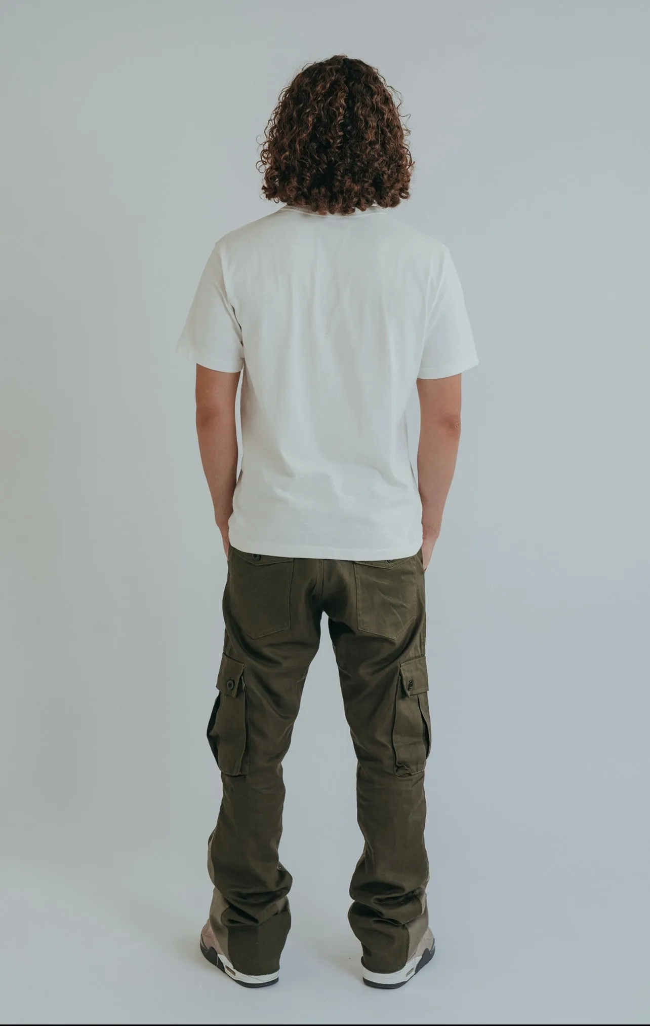 CARGO FLARE TROUSERS - KHAKI