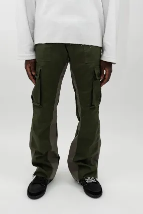 CARGO FLARE TROUSERS - KHAKI