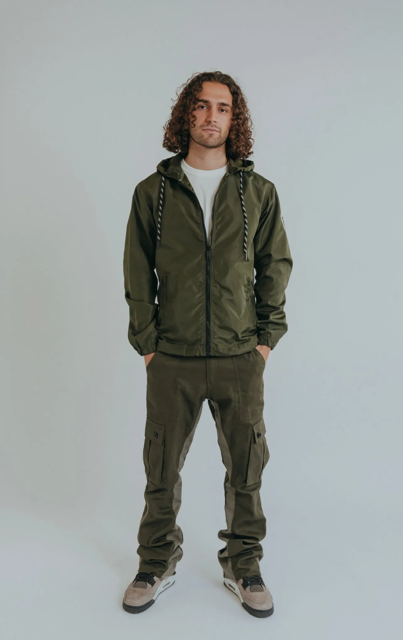 CARGO FLARE TROUSERS - KHAKI