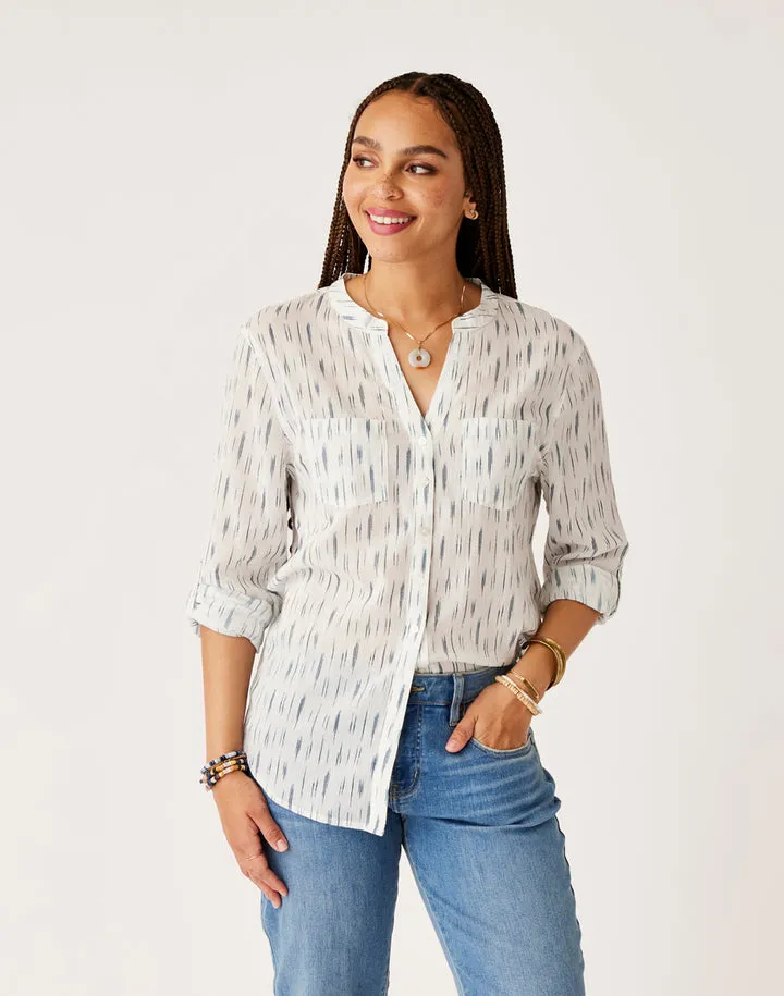 CARVE Dylan Gauze Tunic top-Azul Ikat