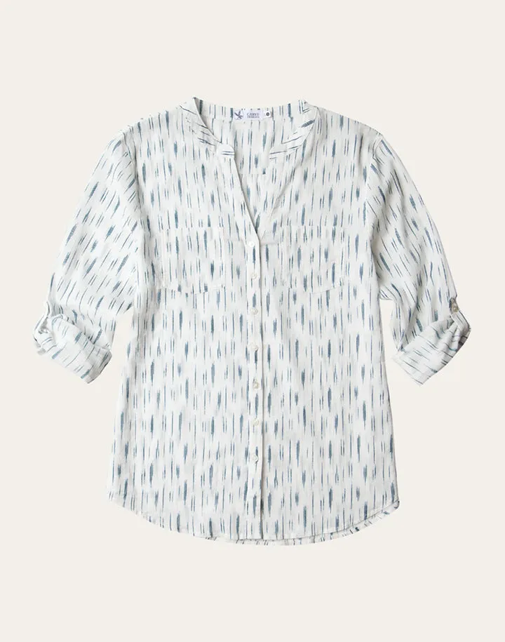 CARVE Dylan Gauze Tunic top-Azul Ikat