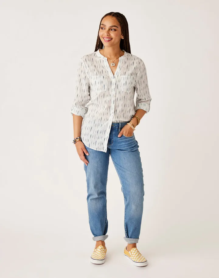 CARVE Dylan Gauze Tunic top-Azul Ikat