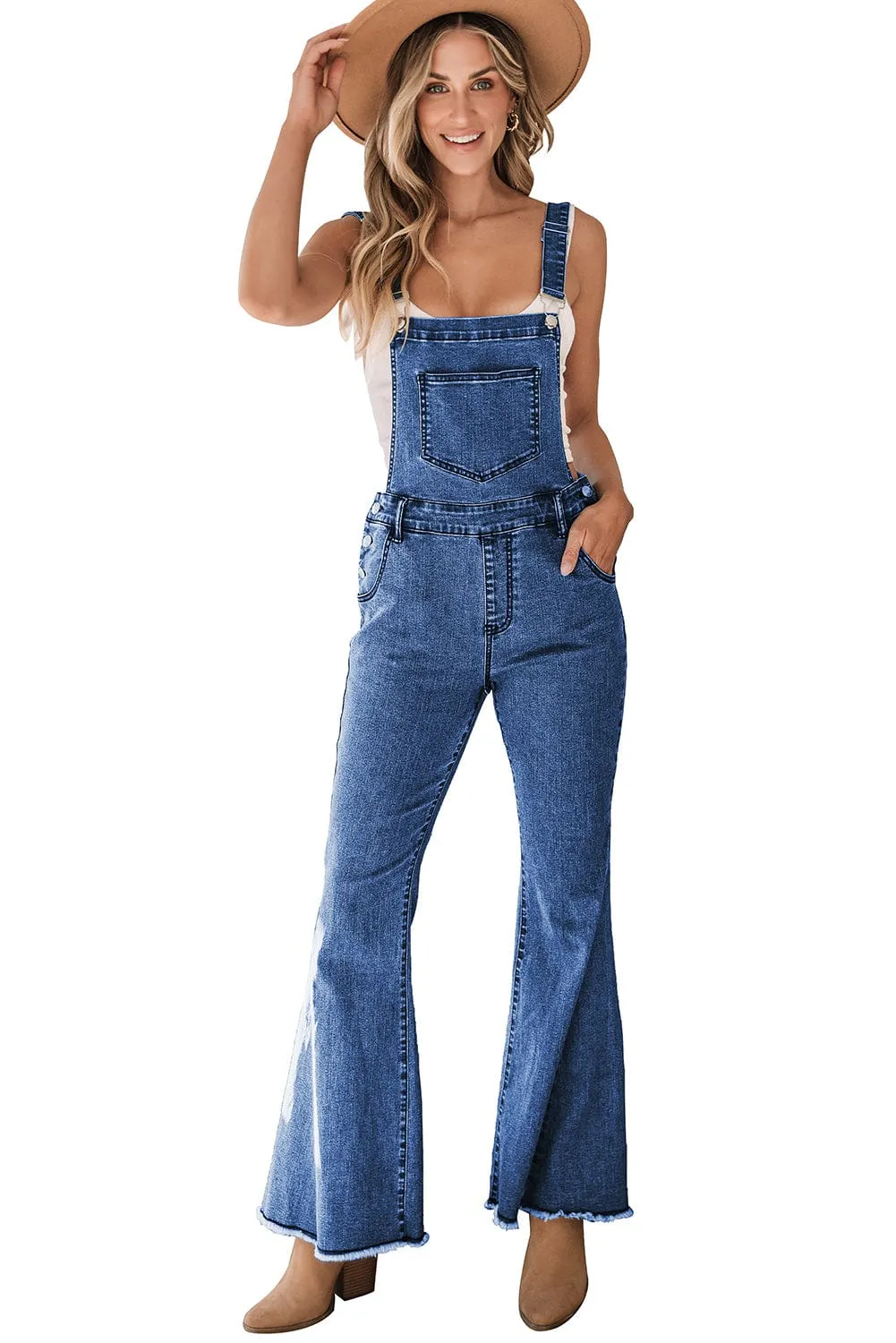 Casual Denim Bell Bottom Jumpsuit