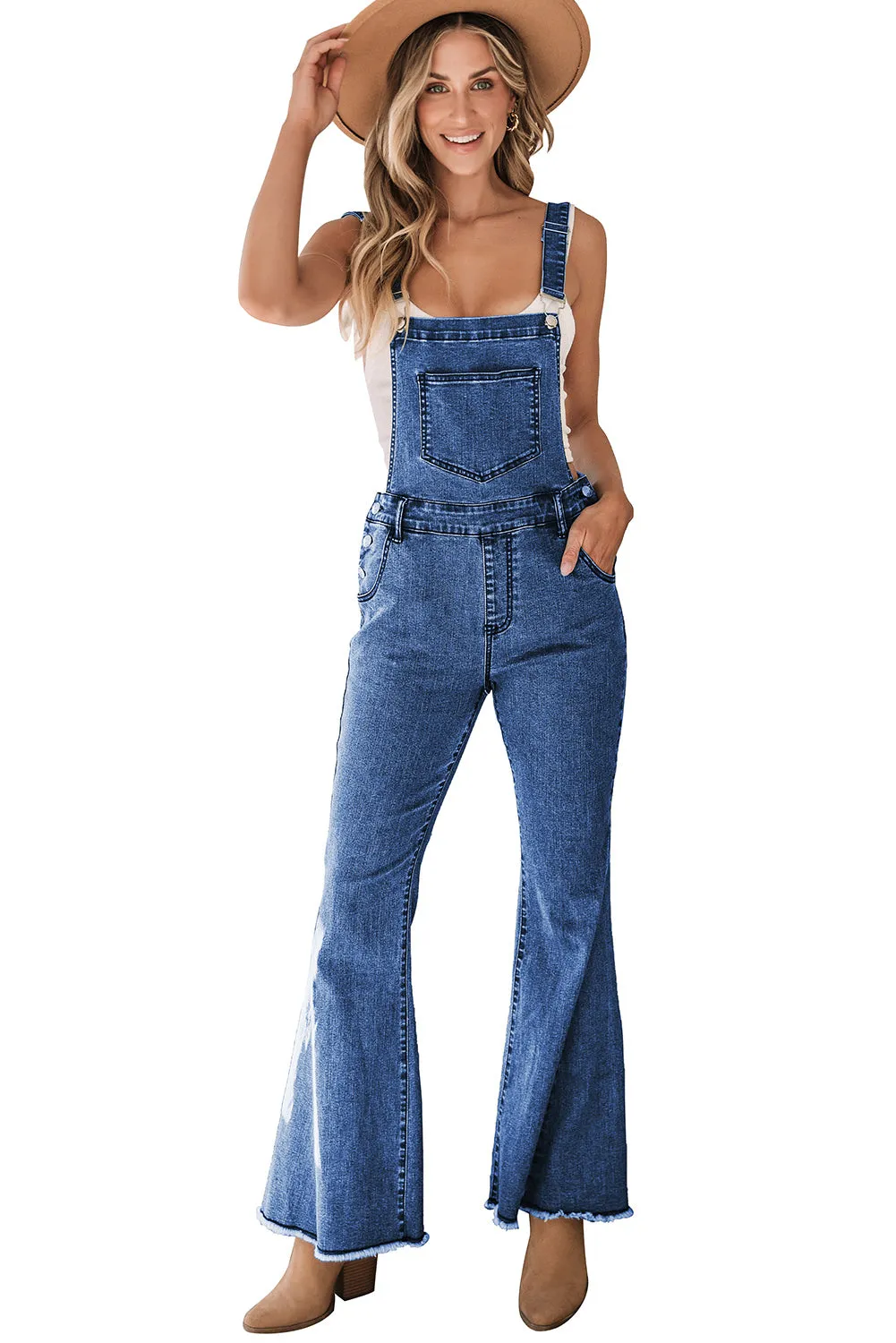 Casual Denim Bell Bottom Jumpsuit