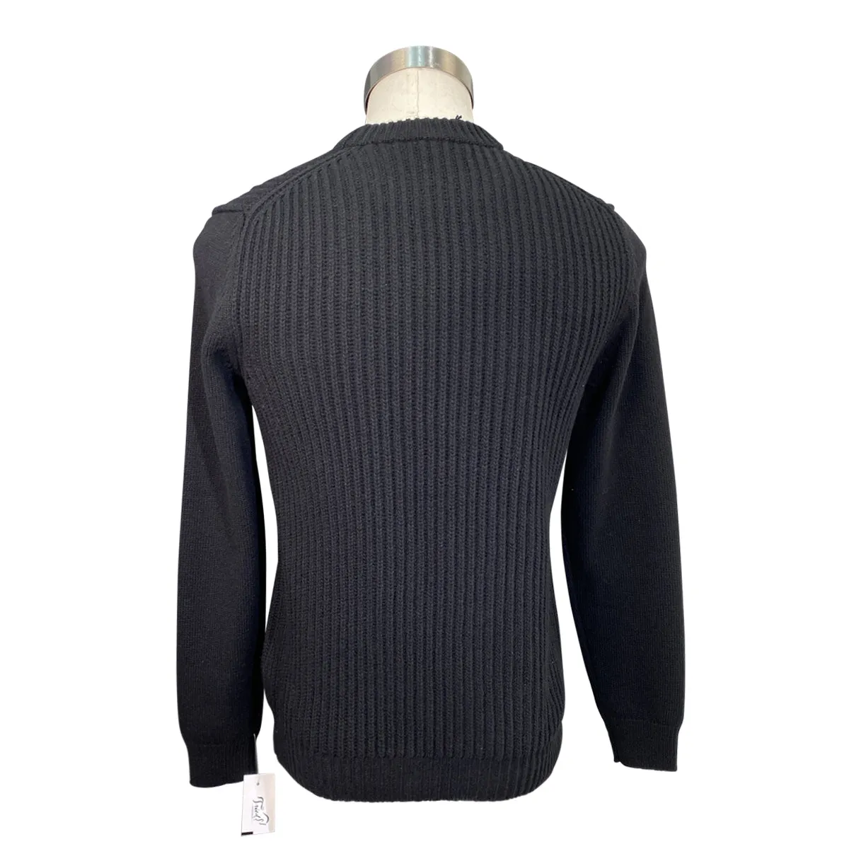 Cavalleria Toscana Crew Neck Rib Stitch Sweater in Black - Men's Medium