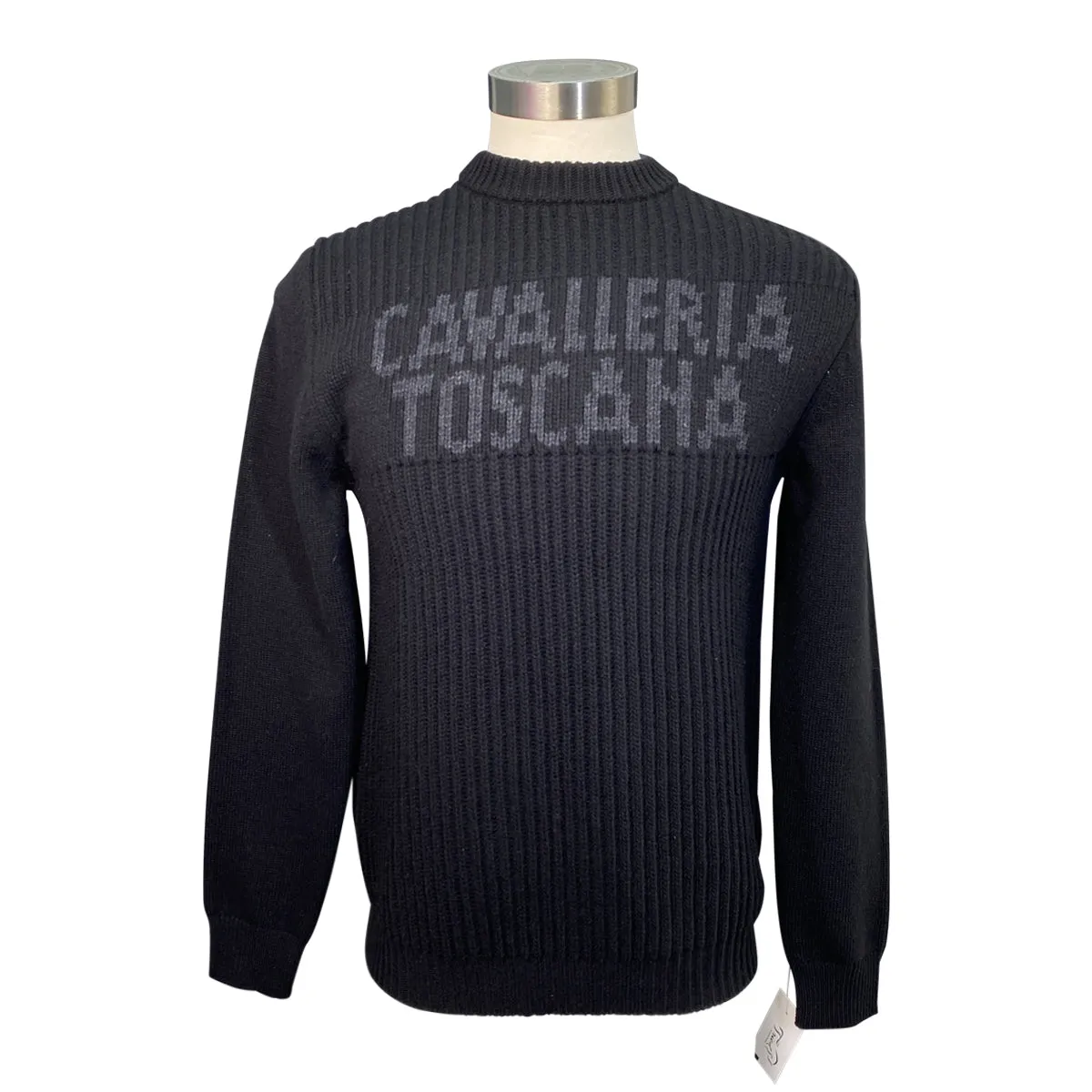 Cavalleria Toscana Crew Neck Rib Stitch Sweater in Black - Men's Medium