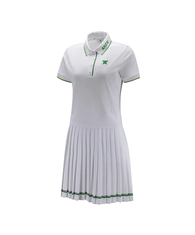 Chic Women's Golf Dress with Pleated Skirt in Classic White by ANEW