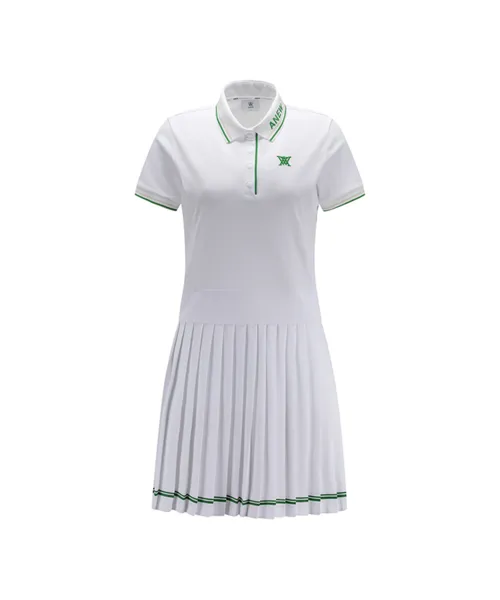 Chic Women's Golf Dress with Pleated Skirt in Classic White by ANEW