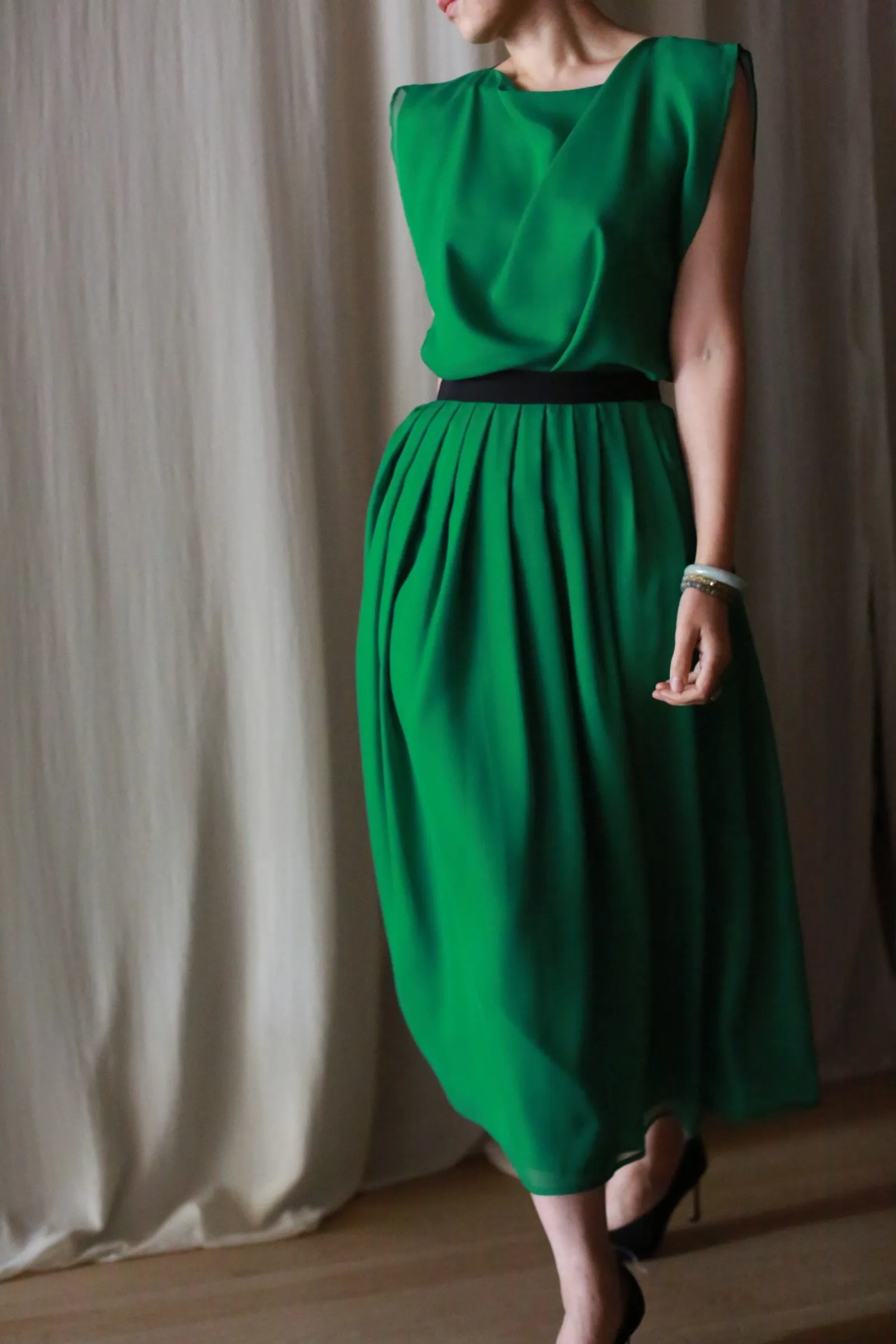 Chiffon Moonflower Top | Emerald