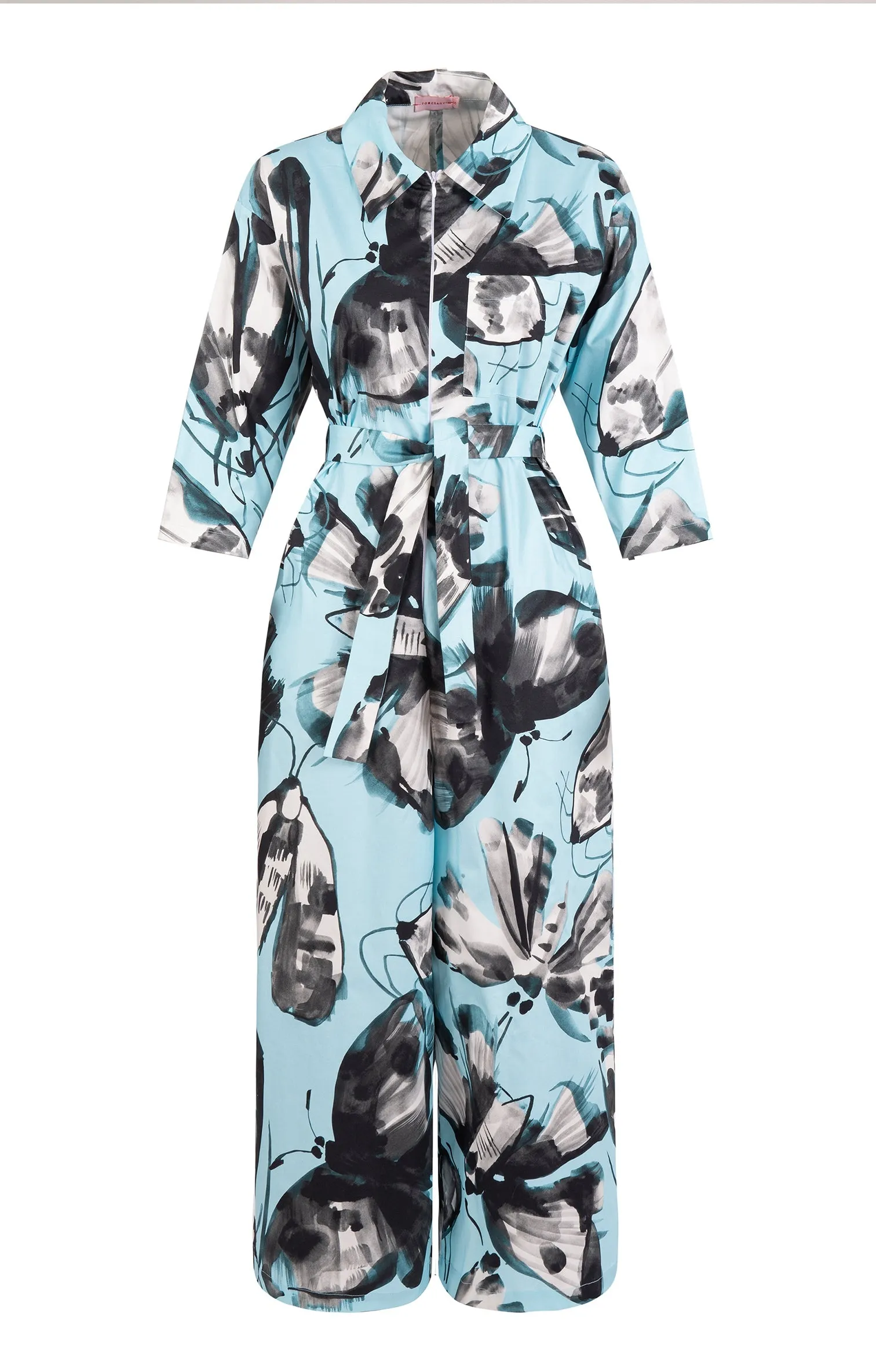 Cincer Zip Up Jumpsuit Moths Blue