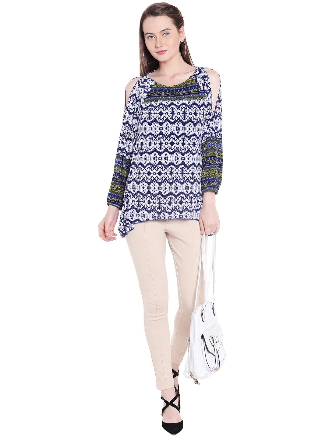 Cold Shoulder Printed Top
