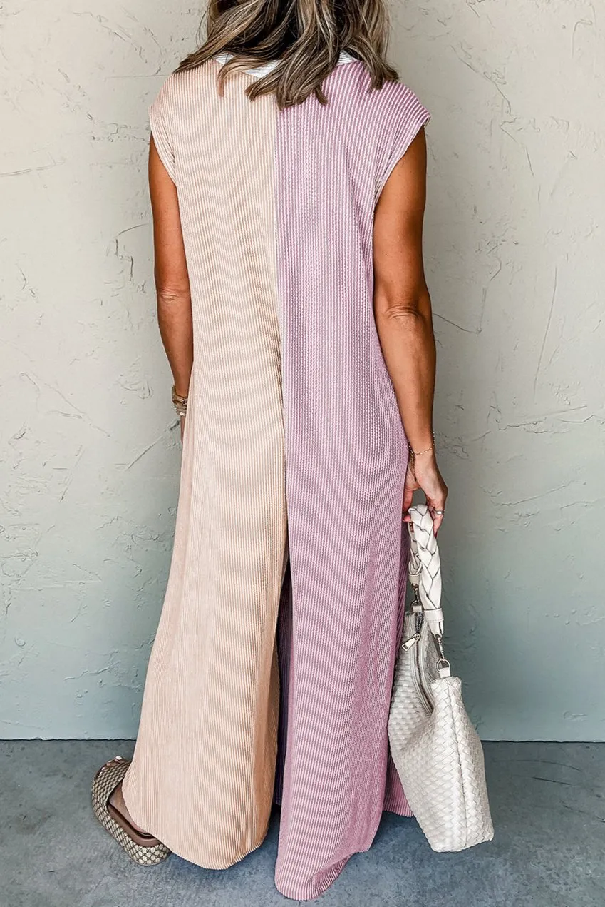 Colorblock Corded Knit Jumpsuit