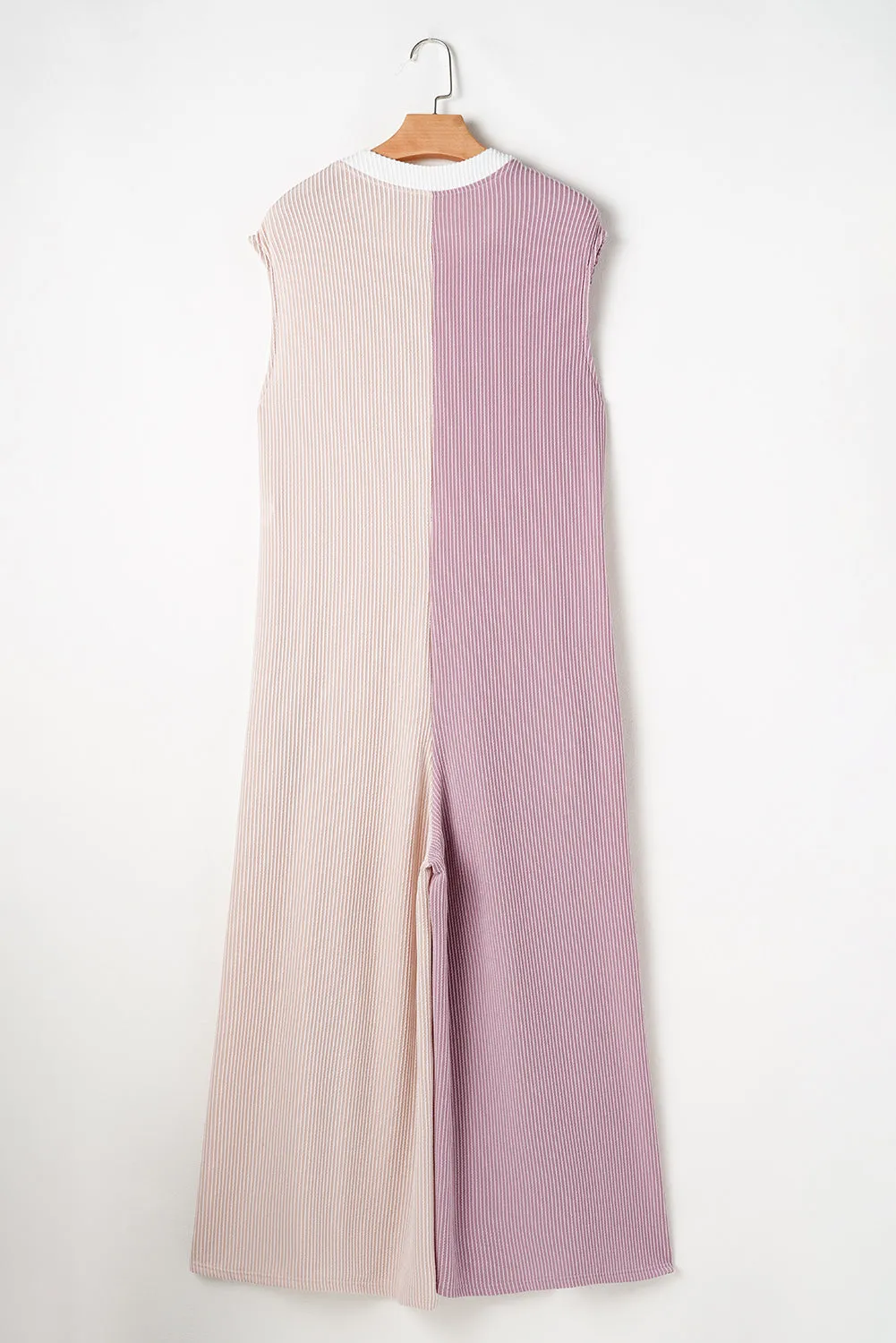 Colorblock Corded Knit Jumpsuit