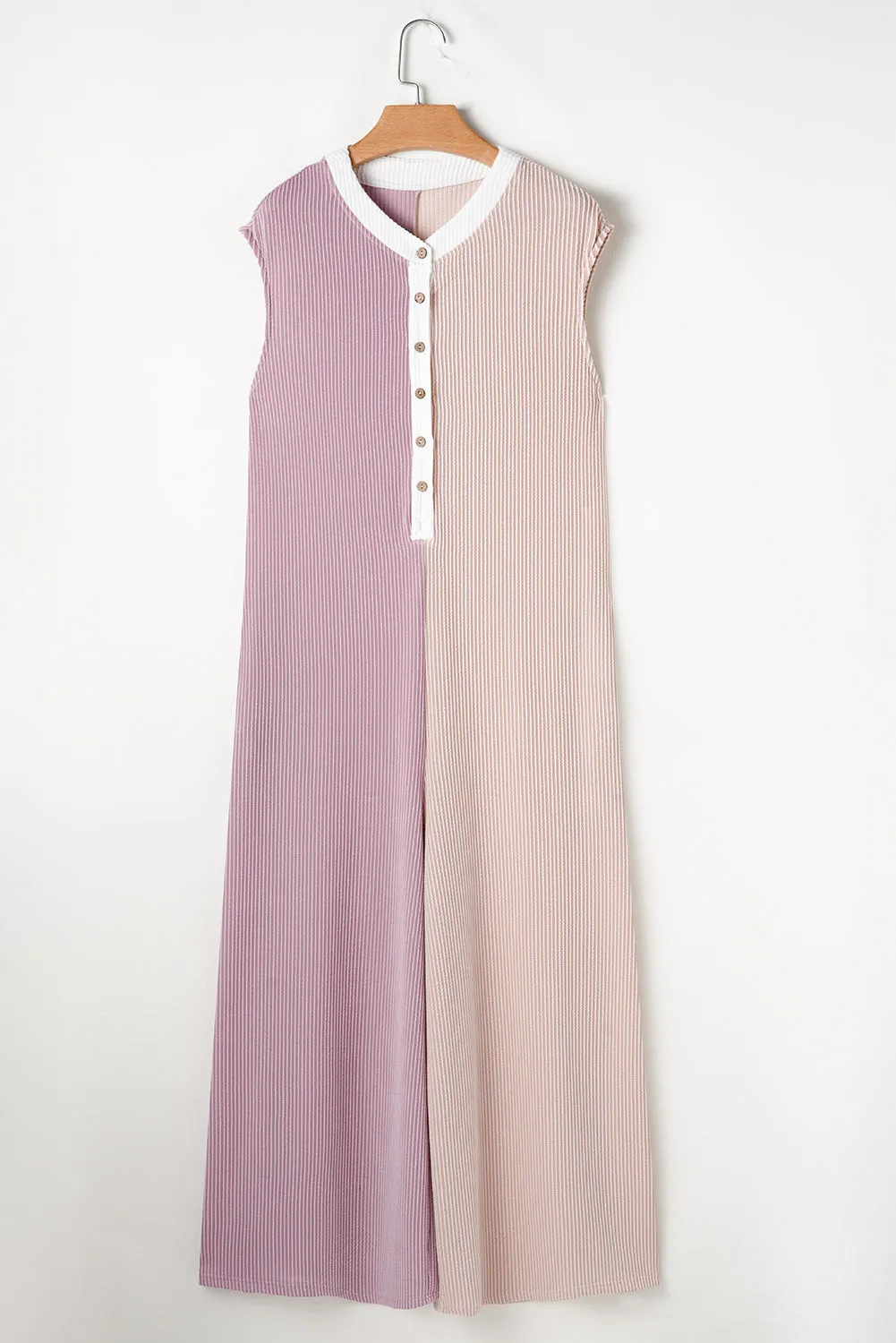 Colorblock Corded Knit Jumpsuit