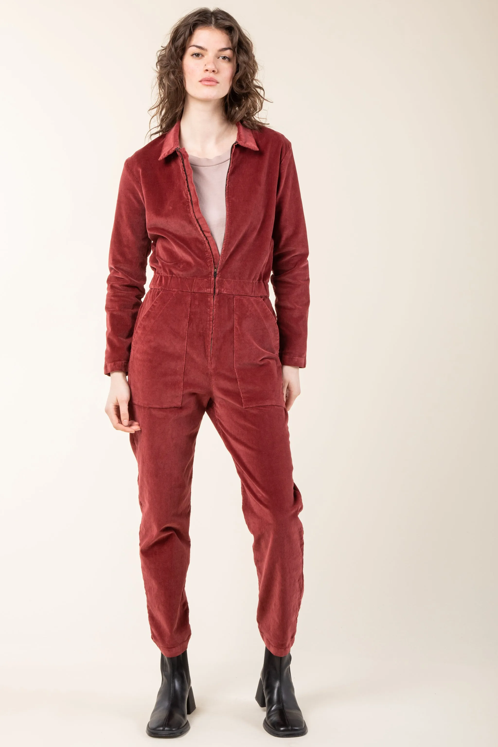 Corduroy Boilersuit in Oxblood