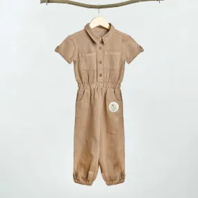 Cotton Twill Jumpsuit for Kids | Brown
