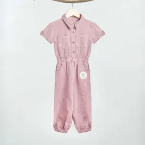 Cotton Twill Jumpsuit for Kids | Pink