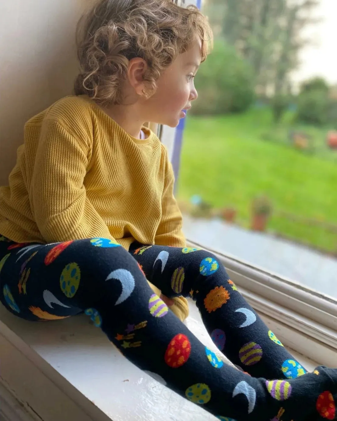 Cozmos Organic Cotton Space and Planet Kid Tights