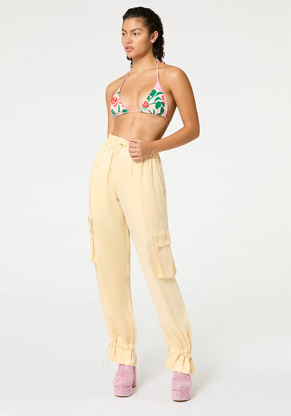 CREME JACQUARD CARGO PANT