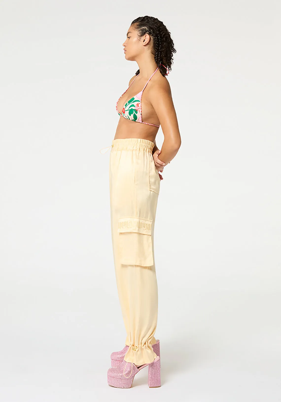 CREME JACQUARD CARGO PANT