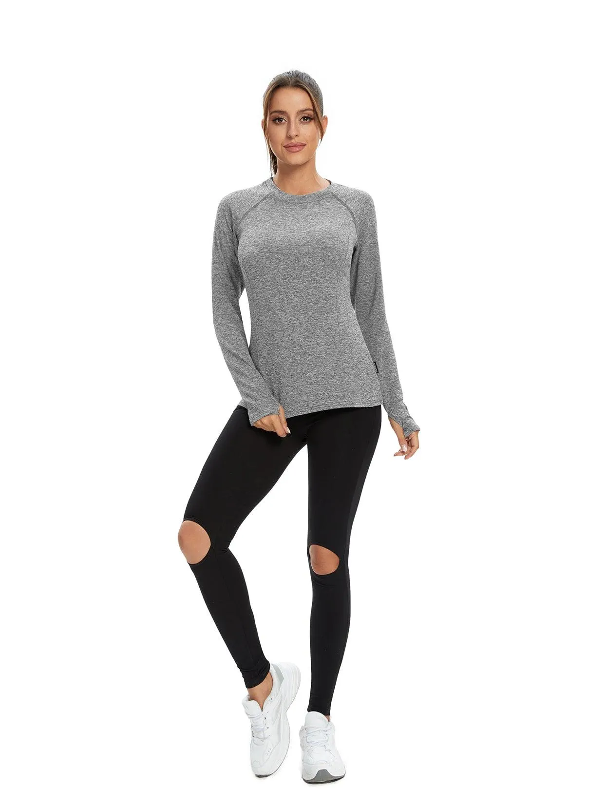Crew-neck Long-sleeve Thermal Top for Women