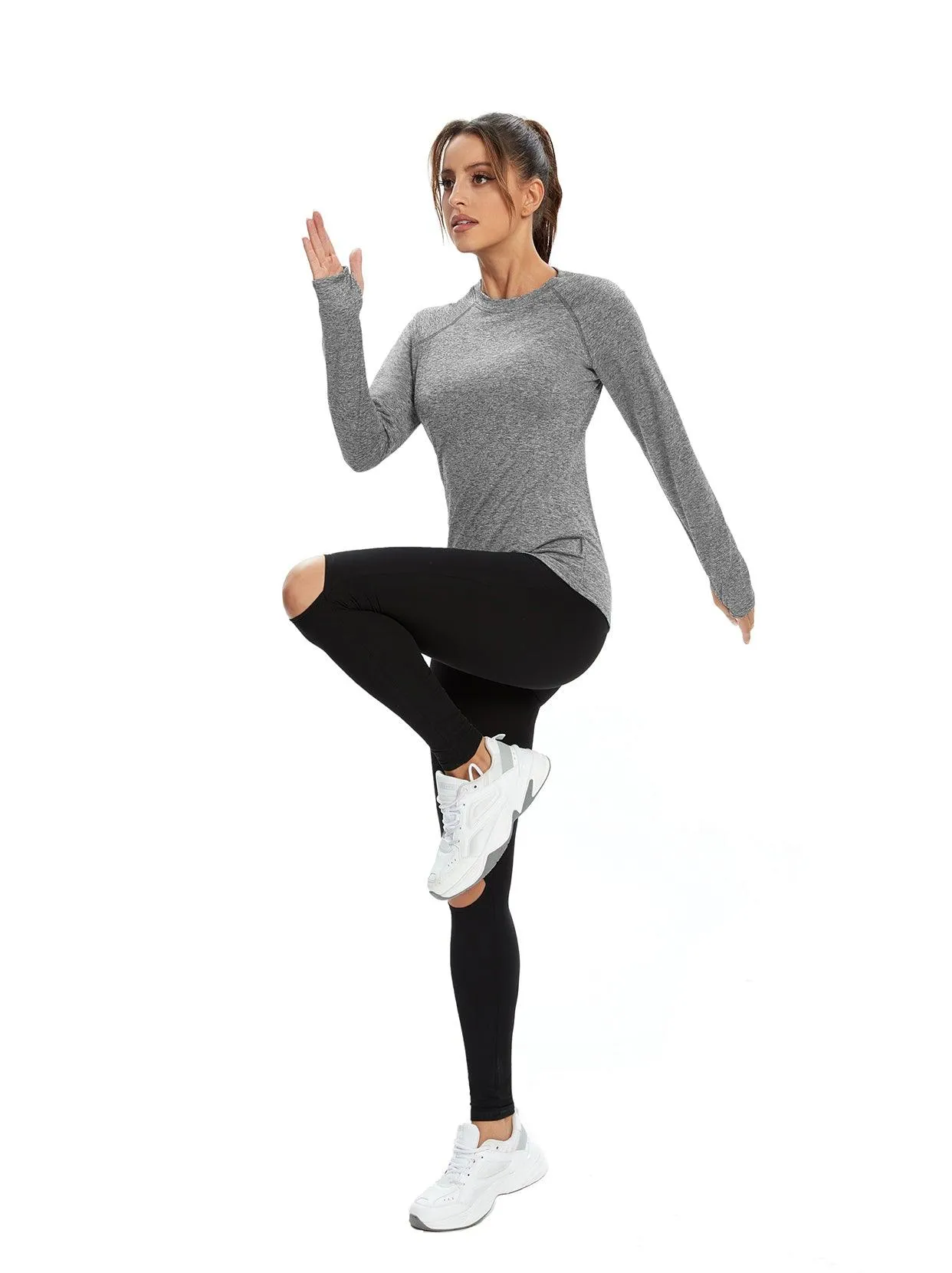 Crew-neck Long-sleeve Thermal Top for Women
