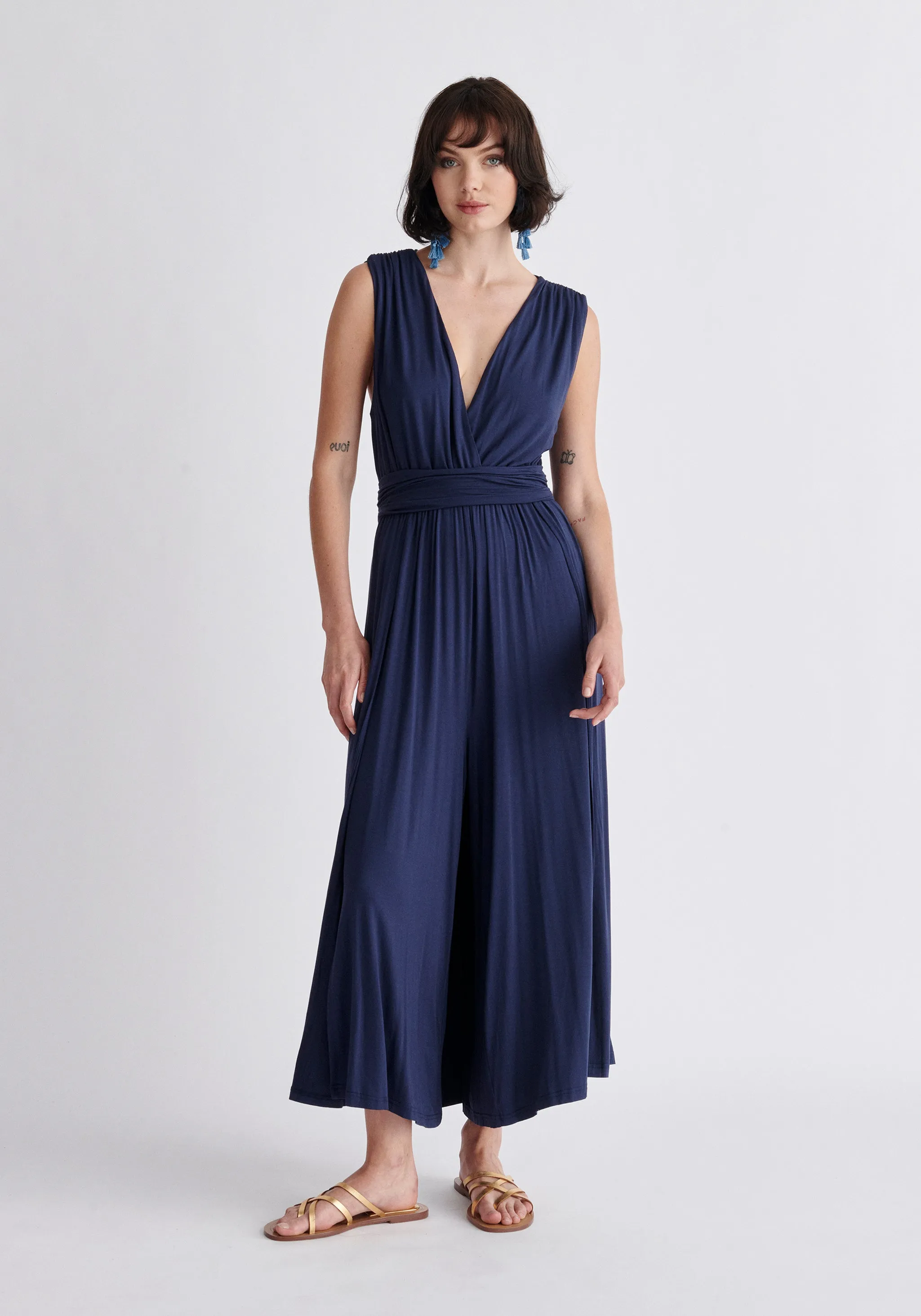 Cross Back Jersey Jumpsuit
