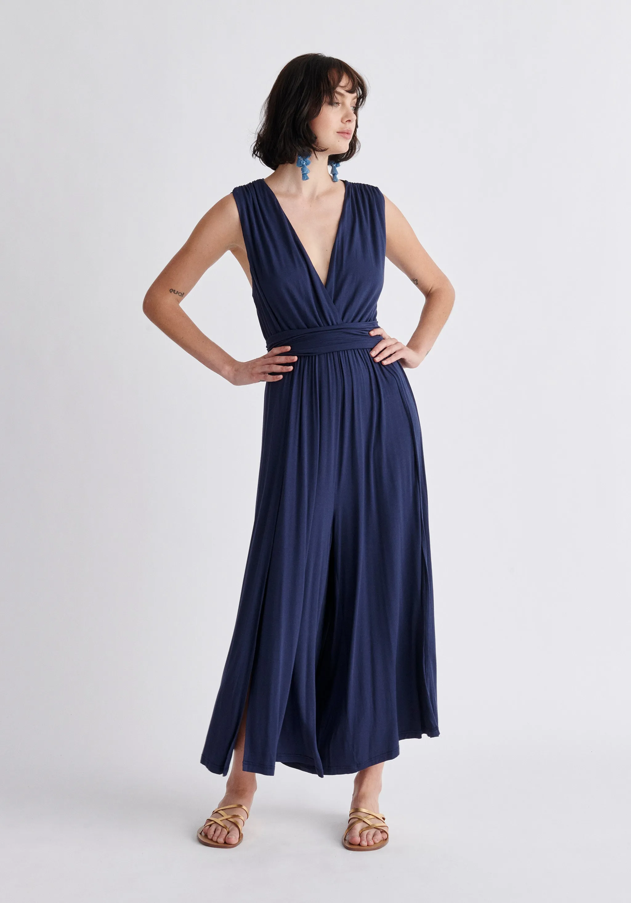 Cross Back Jersey Jumpsuit