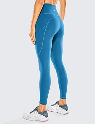 CRZ YOGA Women's Naked Feeling Workout Leggings 25 Inches - High Waisted Yoga Pants with Side Pockets Carbon blue