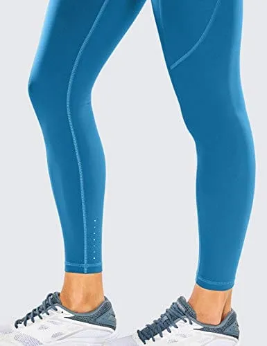 CRZ YOGA Women's Naked Feeling Workout Leggings 25 Inches - High Waisted Yoga Pants with Side Pockets Carbon blue