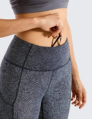 CRZ YOGA Women's Naked Feeling Workout Leggings 25 Inches - High Waisted Yoga Pants with Side Pockets Printed V-Amelia