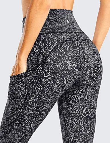 CRZ YOGA Women's Naked Feeling Workout Leggings 25 Inches - High Waisted Yoga Pants with Side Pockets Printed V-Amelia