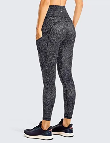 CRZ YOGA Women's Naked Feeling Workout Leggings 25 Inches - High Waisted Yoga Pants with Side Pockets Printed V-Amelia