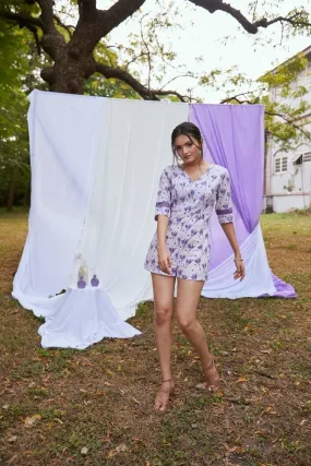 Dispersed Capsule Playsuit | Cotton Playsuit | Cold purple