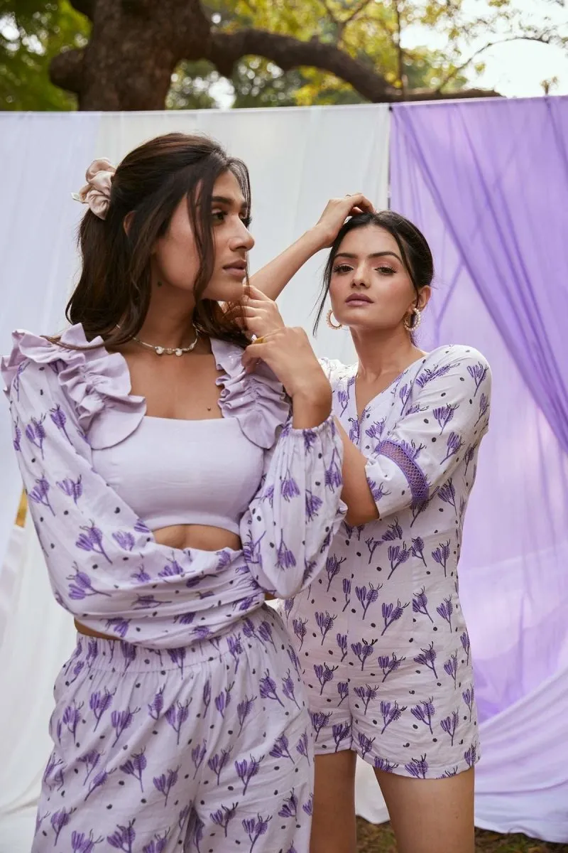 Dispersed Capsule Playsuit | Cotton Playsuit | Cold purple