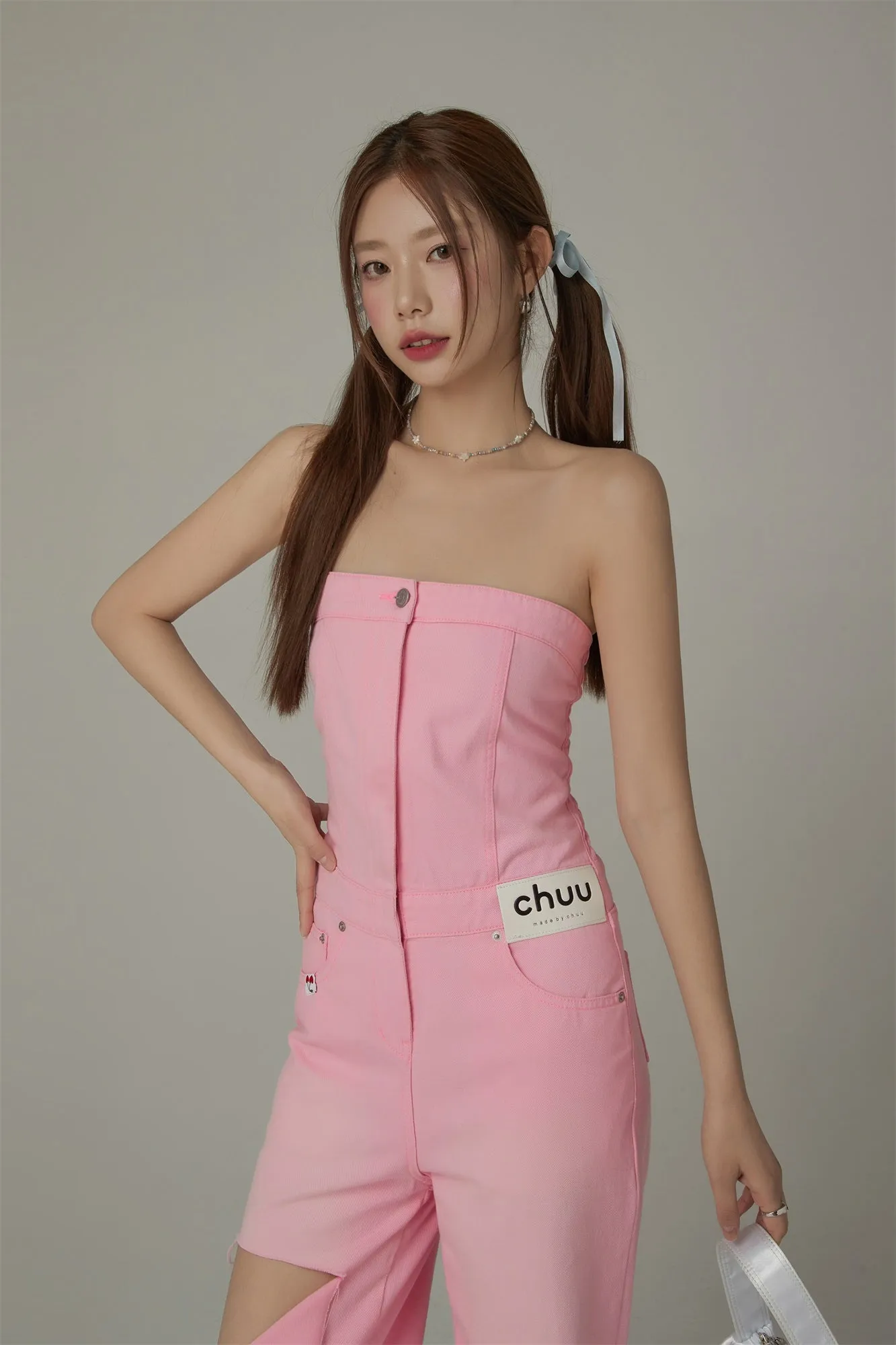 Distressed Summer Strapless Jumpsuit