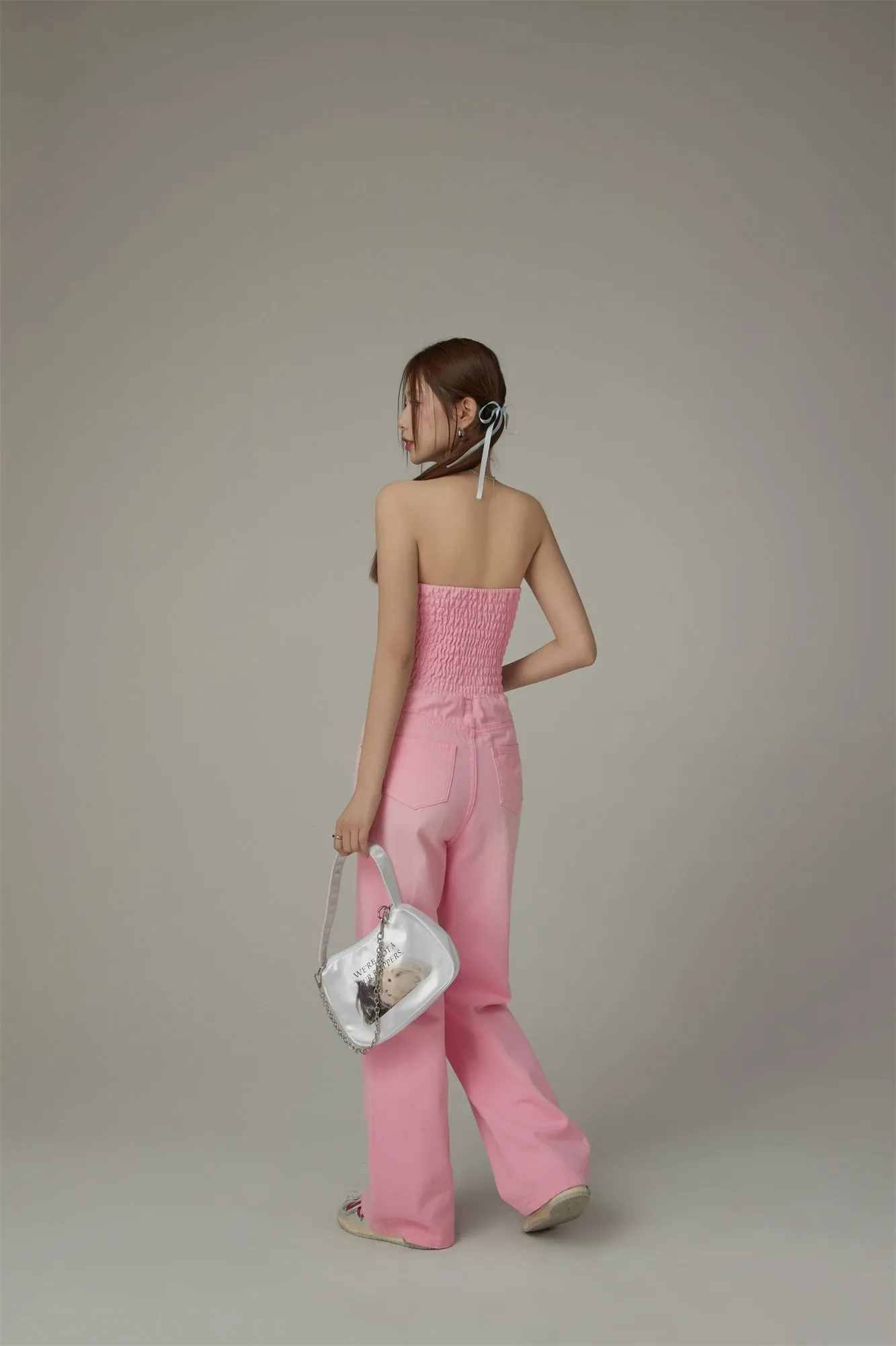 Distressed Summer Strapless Jumpsuit