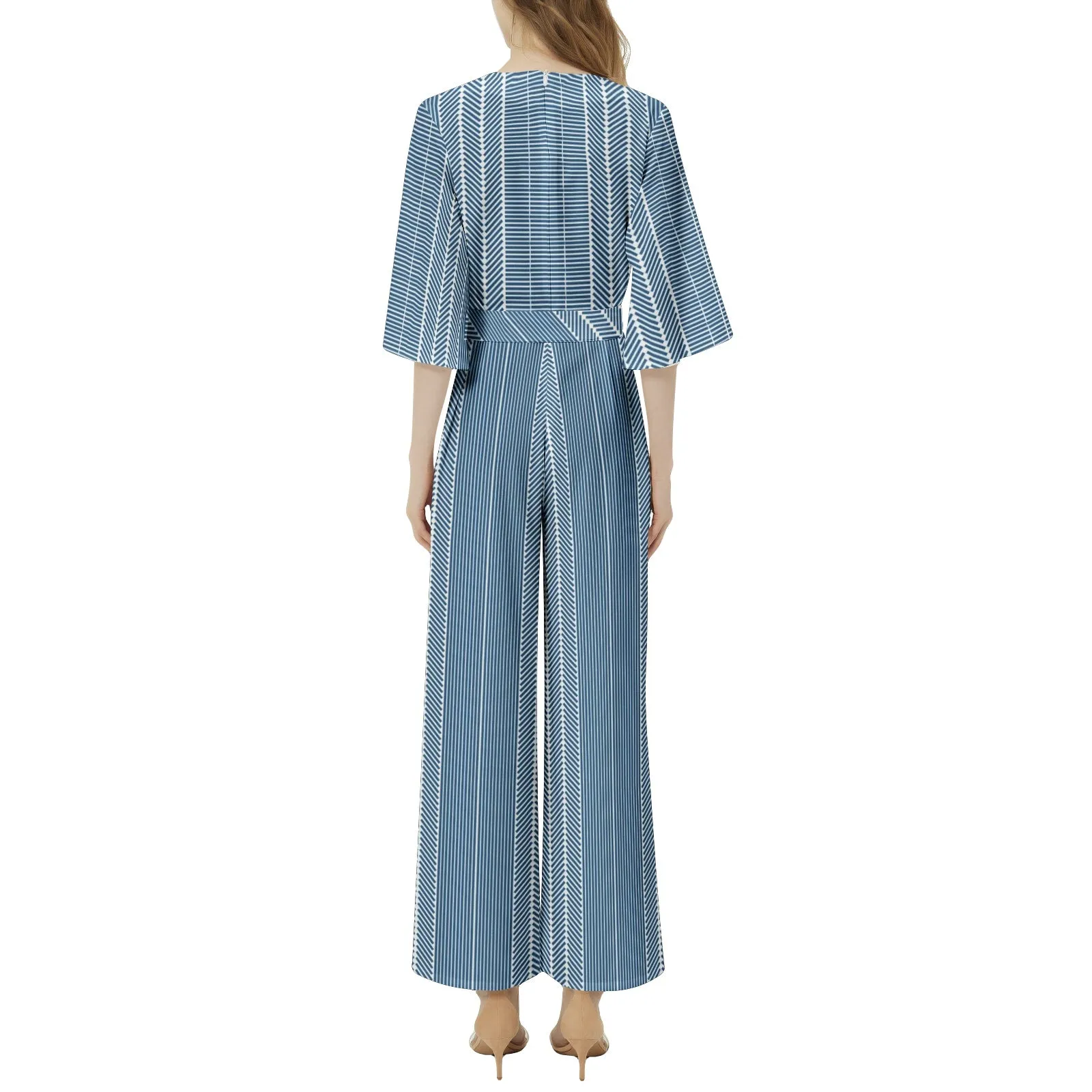 Dolman Sleeve Belted Wide Leg Jumpsuit