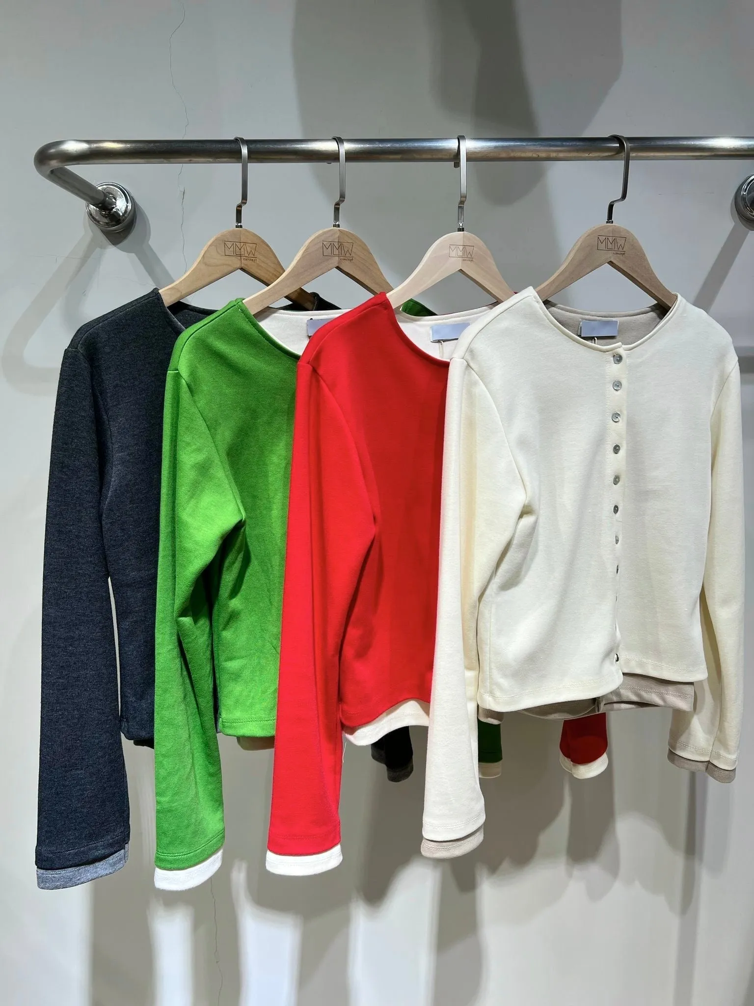 Double layer contrast cardigan - 4 colours (Pre-order)