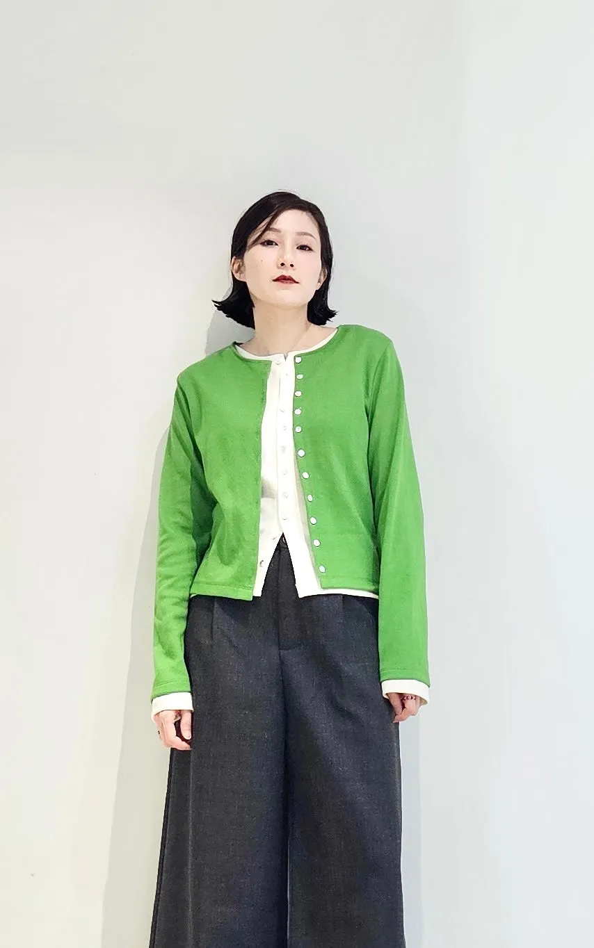 Double layer contrast cardigan - 4 colours (Pre-order)