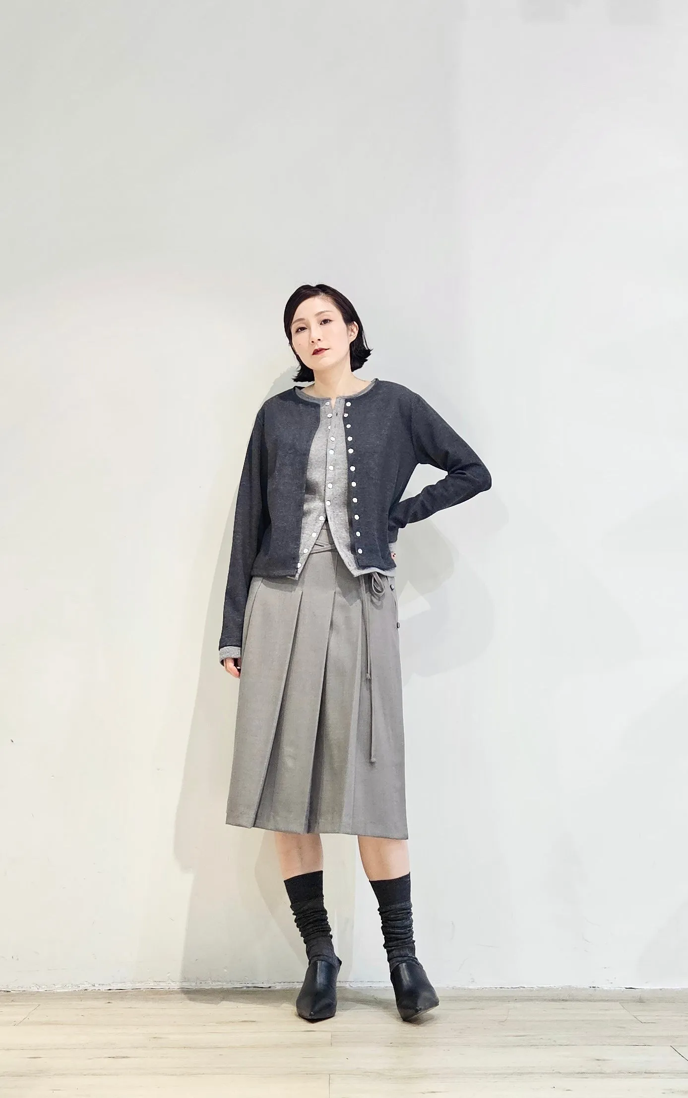 Double layer contrast cardigan - 4 colours (Pre-order)