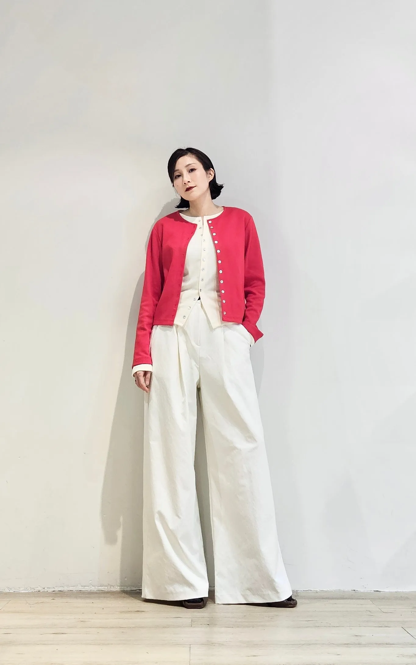 Double layer contrast cardigan - 4 colours (Pre-order)