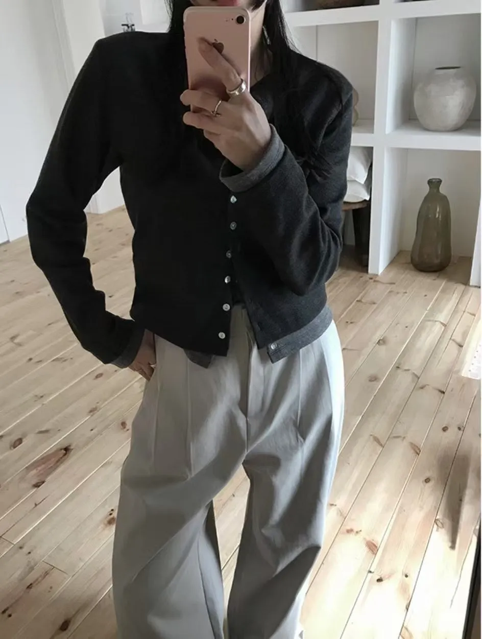 Double layer contrast cardigan - 4 colours (Pre-order)