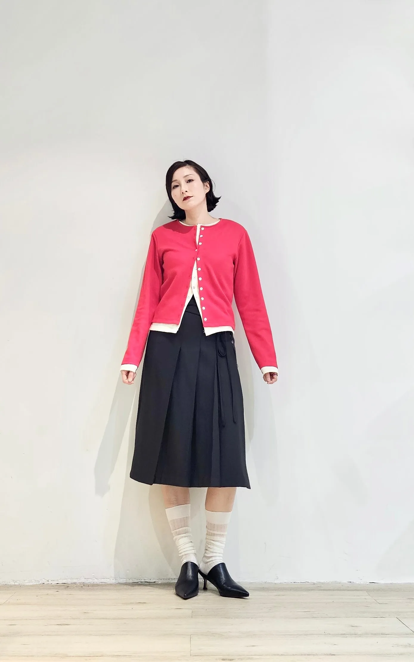 Double layer contrast cardigan - 4 colours (Pre-order)