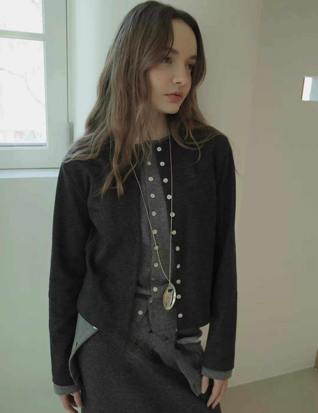 Double layer contrast cardigan - 4 colours (Pre-order)