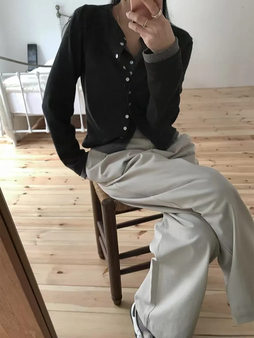 Double layer contrast cardigan - 4 colours (Pre-order)