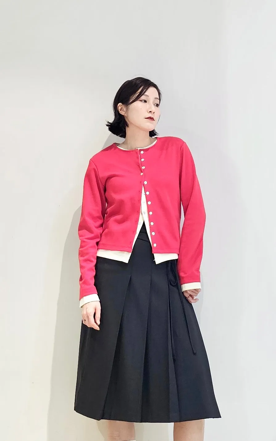 Double layer contrast cardigan - 4 colours (Pre-order)