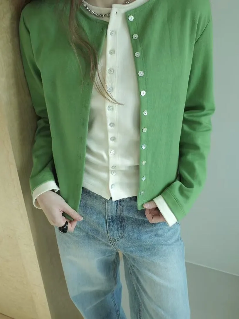Double layer contrast cardigan - 4 colours (Pre-order)