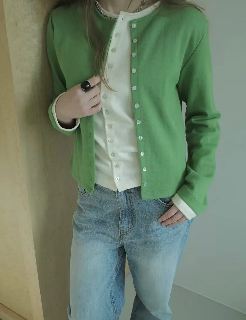 Double layer contrast cardigan - 4 colours (Pre-order)