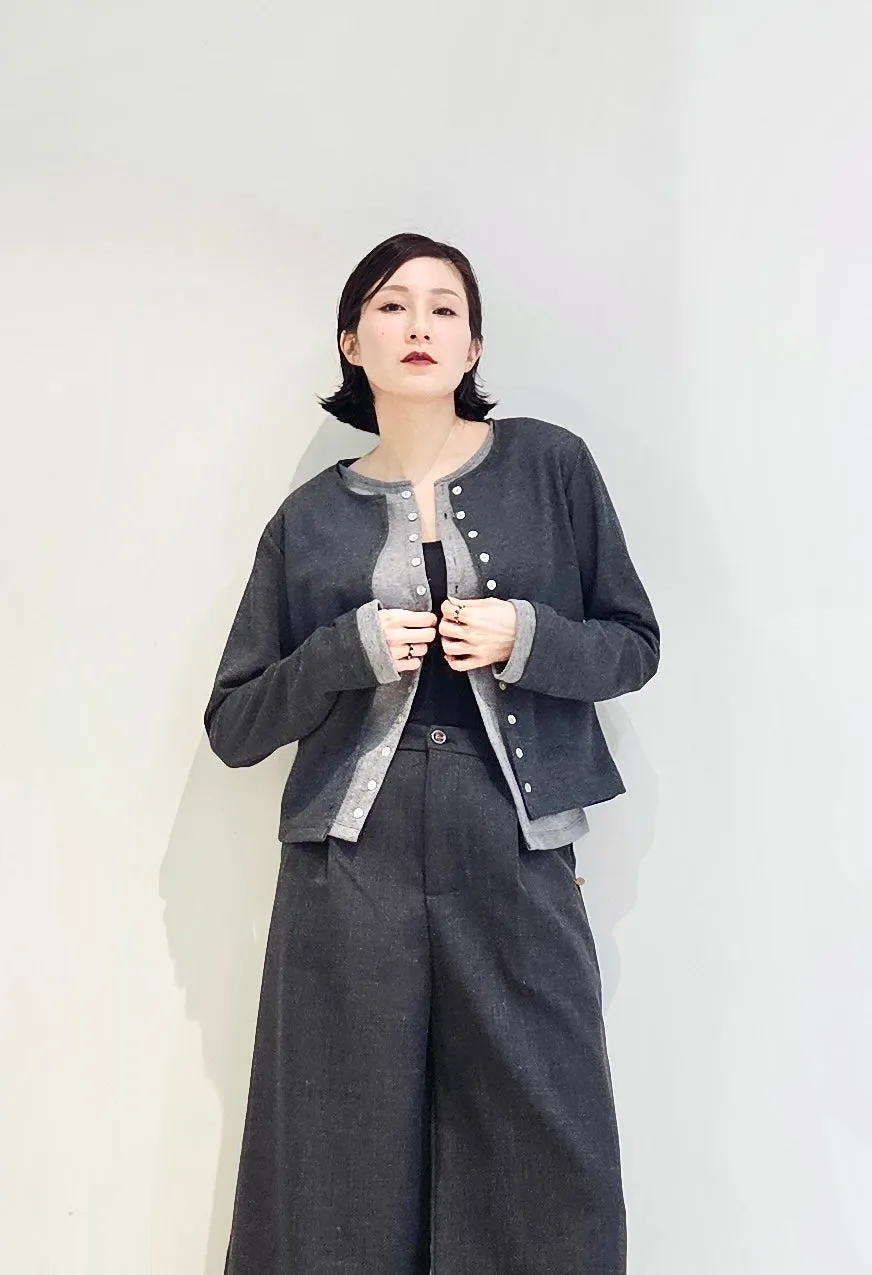 Double layer contrast cardigan - 4 colours (Pre-order)